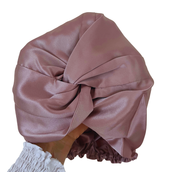 Pure Silk Sleep Cap - Lotus Rose